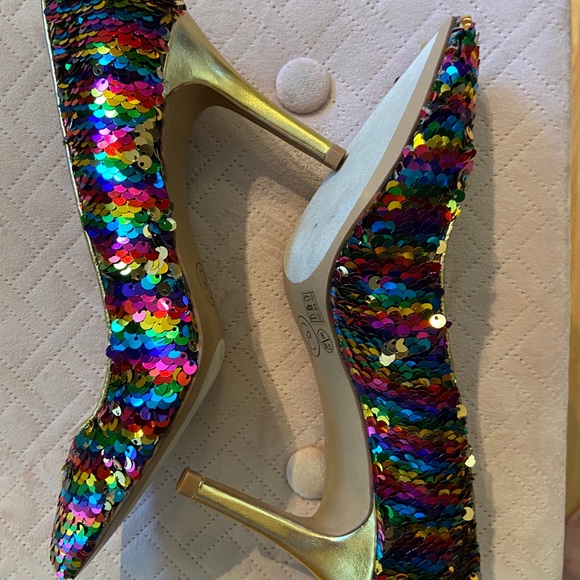 Chinese Laundry leather heels with sparkly flippable sequins - size 6 - … - Picture 11 of 16